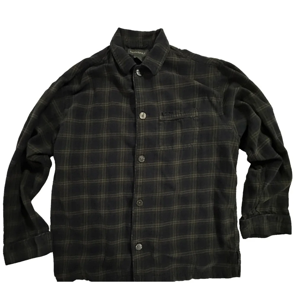 Banana Republic Shirt Men's S Flannel Untucked Cut 100% Cotton Pocket